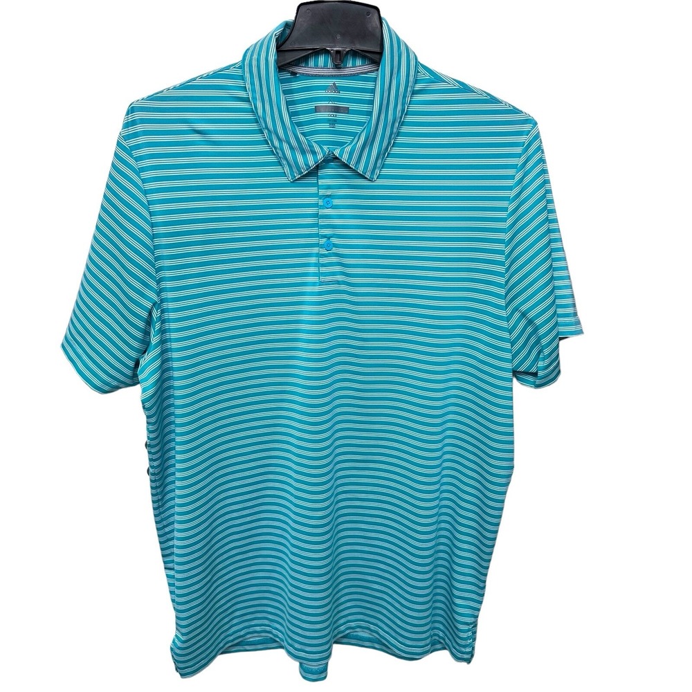 Adidas Shirt‎ Mens Size Extra Large XL Golf Polo Logo Short Sleeve Collared Teal